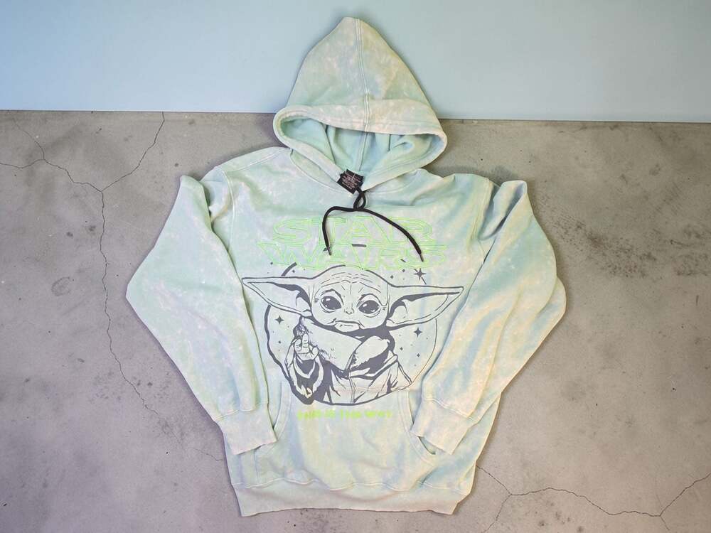 Star Wars Grogu Baby Yoda 'This Is The Way' Green Acid Wash Hoodie